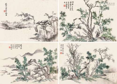 金鸿保 仿古山水 册页 （八开） 设色绢本