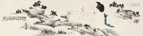 王西京（b.1946） 庚午（1990）年作 唐人诗意图 镜片 水墨纸本