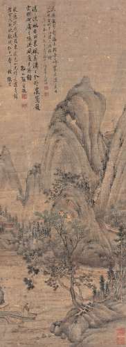 张宏（1577～1652后） 策杖 镜片 设色纸本