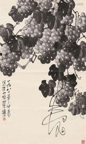 苏葆桢（1916～1990） 1987年作 葡萄 立轴 水墨纸本