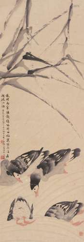 边寿民（1684～1752） 芦雁 镜片 设色纸本