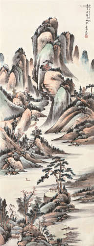 俞剑华（1895～1979） 庚午（1930）年作 峰峦叠嶂 镜片 设色纸本