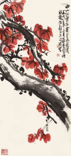 曹简楼（1913～2005） 1978年作 西山红叶 立轴 设色纸本
