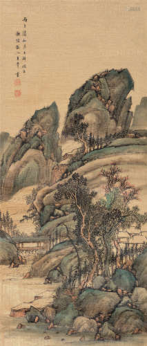 王翚（1632～1717） 丙子（1696）年作 仿古山水 立轴 设色绢本