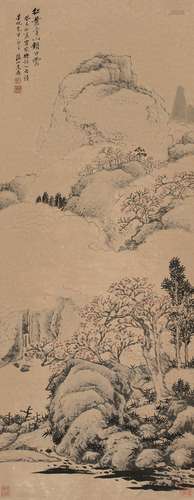 文鼎（1766～1852） 癸巳（1833）年作 红叶青山 立轴 设色纸本