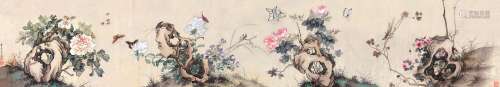 居廉（1828～1904） 丙申（1896）年作 蝶恋花 横批 设色纸本