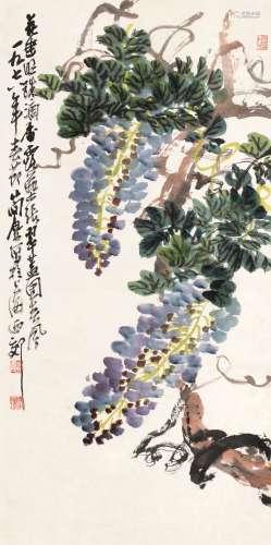 曹简楼（1913～2005） 1978年作 紫藤 立轴 设色纸本
