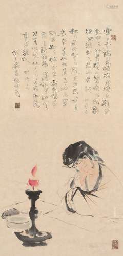 沈子丞（1904～1996） 癸丑（1973）年作 夜思 立轴 设色纸本