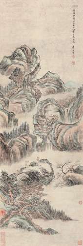 梅清（1623～1697）（款） 黄海云涛 立轴 设色纸本