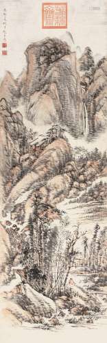 赵左（明） 丁未（1607）年作 溪山晴峦 立轴 设色纸本