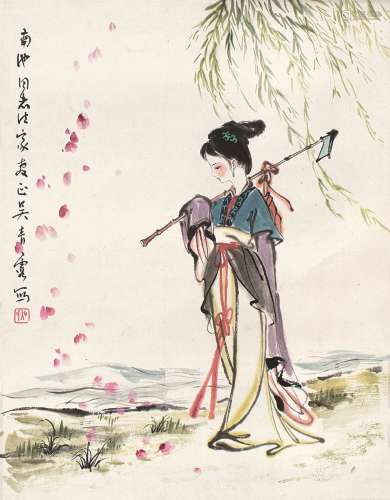 吴青霞（1910～2008） 黛玉葬花 立轴 设色纸本