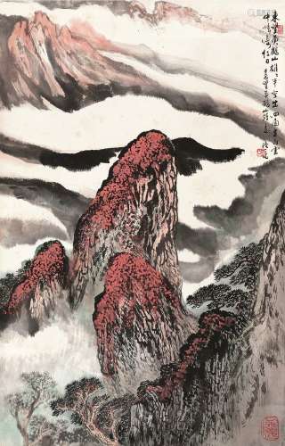 陆一飞（1931～2005） 《望黄鹤山》诗意 立轴 设色纸本