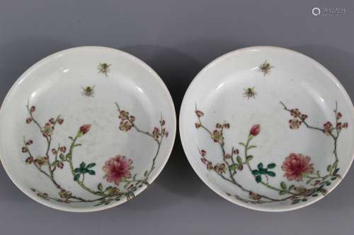 Pair Chinese famille rose porcelain saucers, Daoguang