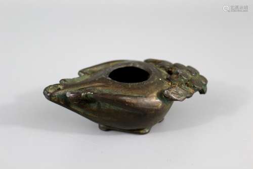 Chinese bronze water dropper, maker's mark.