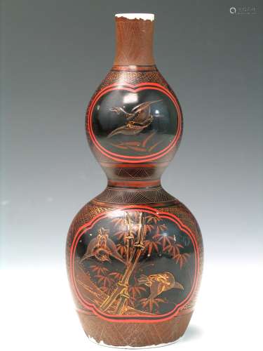 Chinese Lacquered Double Gourd Porcelain Vase