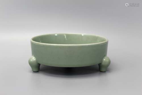 Chinese celadon porcelain brush washer, Qianlong mark.