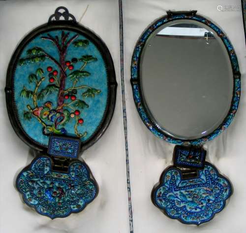 Pair of Antique Chinese Cloisonne Mirrors.
