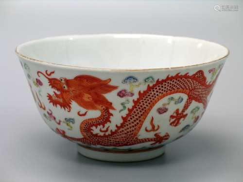 Chinese famille rose porcelain bowl, Guangxu mark.