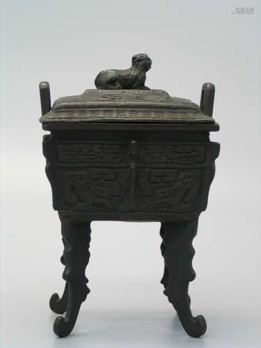Chinese bronze burner with lid.