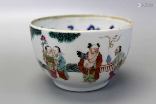 Chinese famille rose and blue and white porcelain bowl, Daoguang mark and of the period.