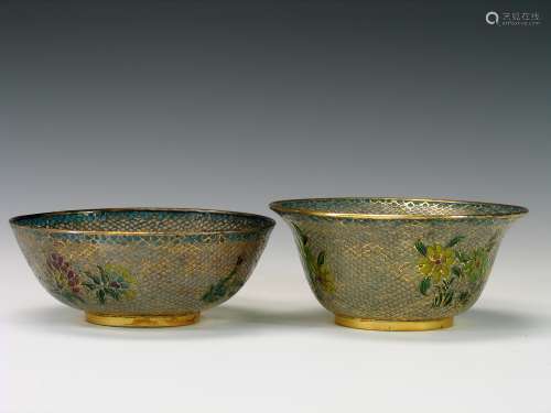 Two Chinese cloisonne bowls