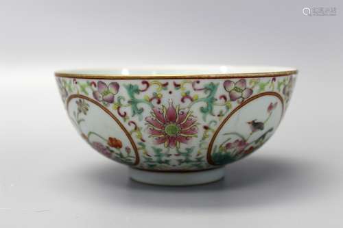 Chinese famille rose porcelain bowl, Daoguang mark.