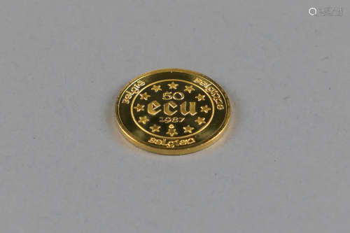 Piece d'Or (22 carats) commémorative belge "50 écus".