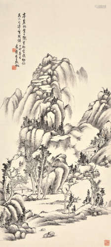 吴徵 丁卯（1927） 亭臯林叶下 设色纸本 立轴