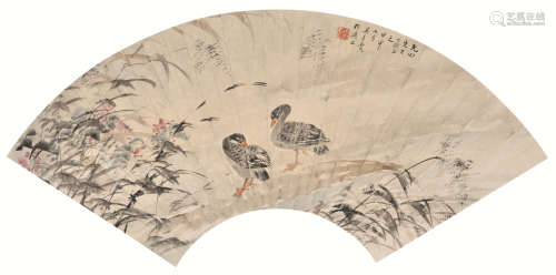吴青霞 甲申（2004） 双鸭 设色纸本 镜心