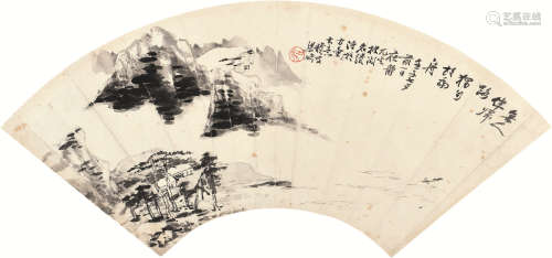 梁崎 壬子（1972） 山水 设色纸本 镜框