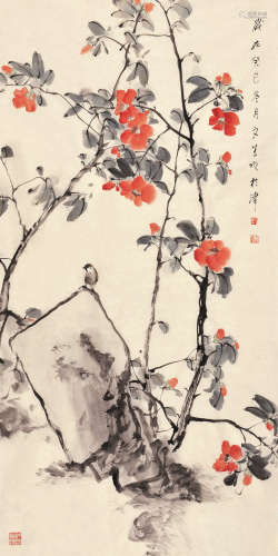 刘文生 癸巳（2013） 茶花小鸟 设色纸本 软片
