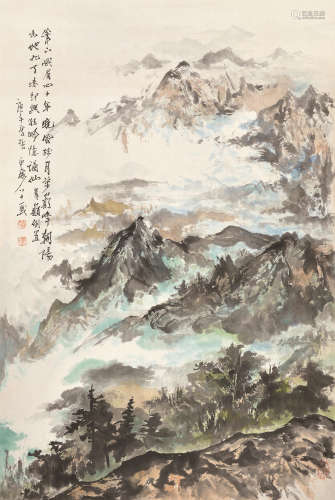 刘止庸 庚午（1990） 峨眉山色 设色纸本 立轴