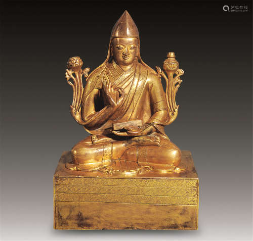 18世纪 铜鎏金宗格巴坐像