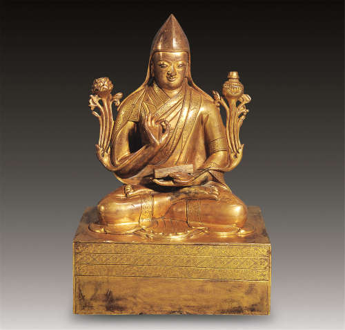 18世纪 铜鎏金宗格巴坐像