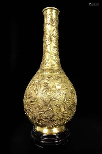 唐物 铜鎏金花瓶