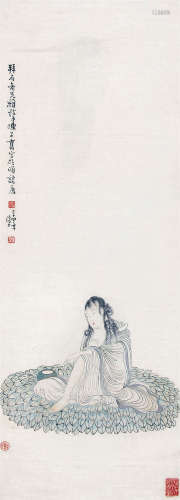 陈子奋（1898～1976） 1945年作 白描罗汉 立轴 设色纸本