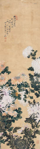 龚植（1869～1943） 1928年作 秋菊图 立轴 设色绢本