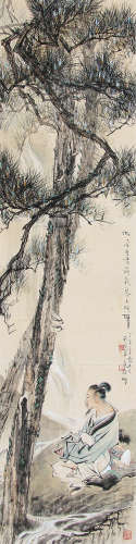 蔡鹤洲（1911～1971） 1947年作 松荫琴韵 立轴 设色纸本