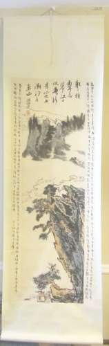 CHINESE WATERCOLOR PAINTING SCROLL,SIGNED