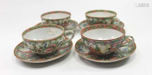 FOUR CHINESE EXPOT ROSE MEDALLION TEA  SETS