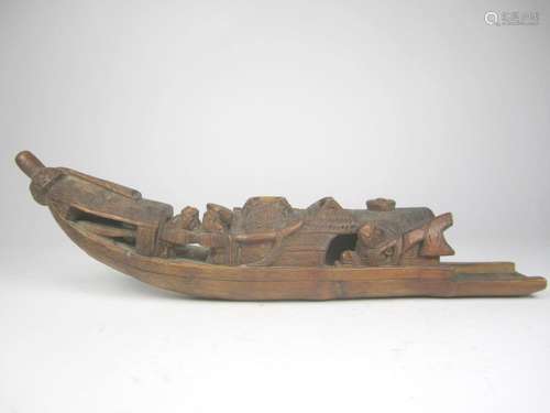 CHINESE CARVED BAMBOO BOAT