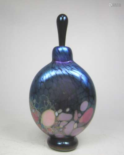 STUDIO ART GLASS CASED PERFUME BOTTLE (SIGNED)