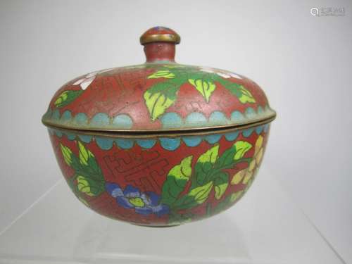 CHINESE CLOISONNE LIDDED BOW;L