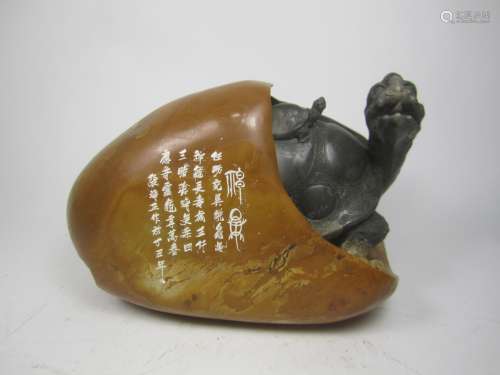 CHINESE SOAPSTONE CARVED TURTLE