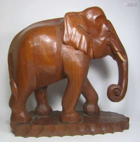 LARGE  CARVED WOOD ELEPHANT