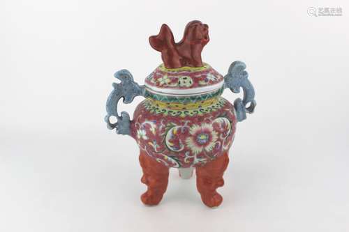 CHINESE FAMILLE ROSE LIDDED CENSER