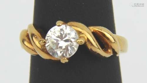 YELLOW GOLD PLATED SILVER CUBIC ZIRCONIA RING