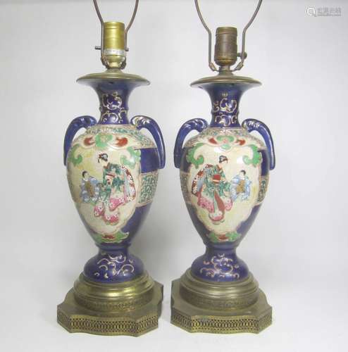 PAIR OF  JAPANESE IMARI VASE LAMPS