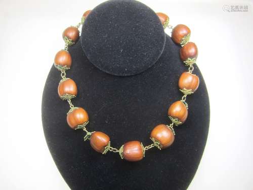 NATURAL NUT BEAD NECKLACE