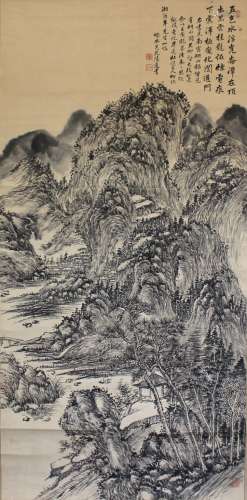 CHINESE INK PAINTING ON PAPER, SIGNED LU ZUN-SHU
